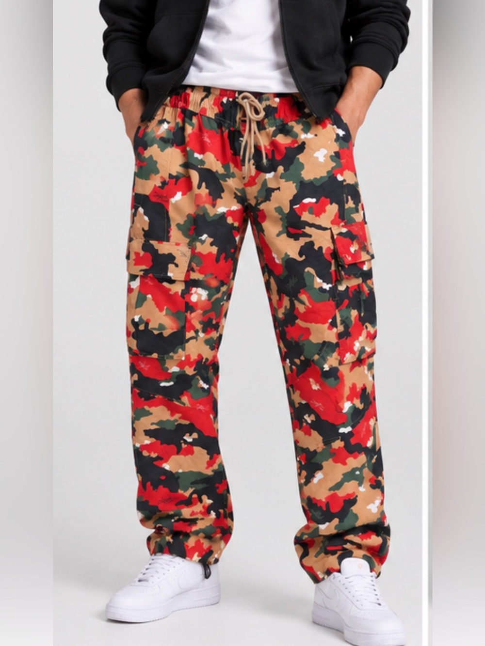 Jordan Flight Heritage Cargo Pants Men’s M Multicolor Camo Red Green Tan Black
